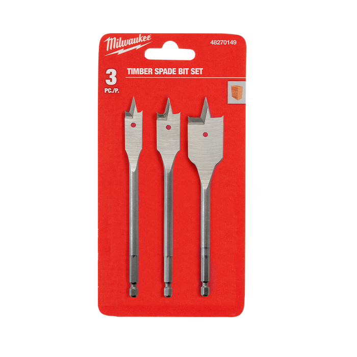 3pcs Timber Spade Bit Set (16mm, 19mm, 25mm)