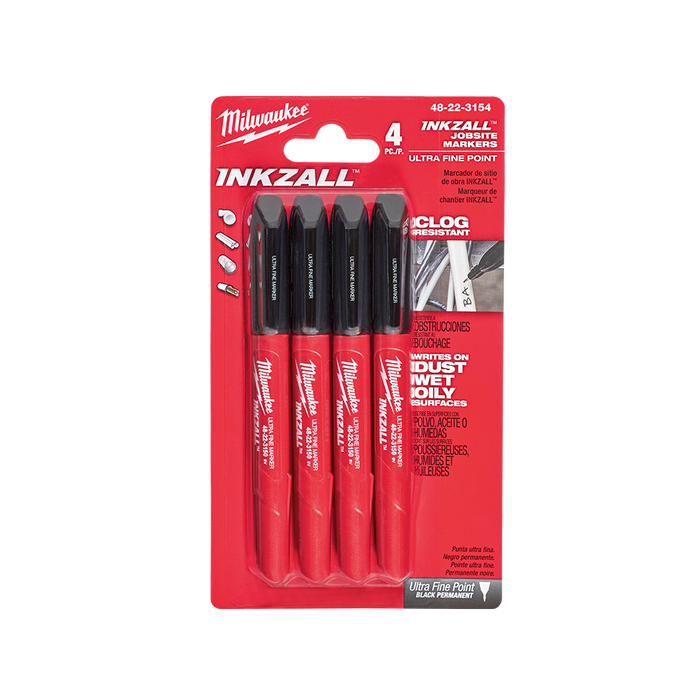 INKZALL™ UltraFine Pt Marker Blk 4pk