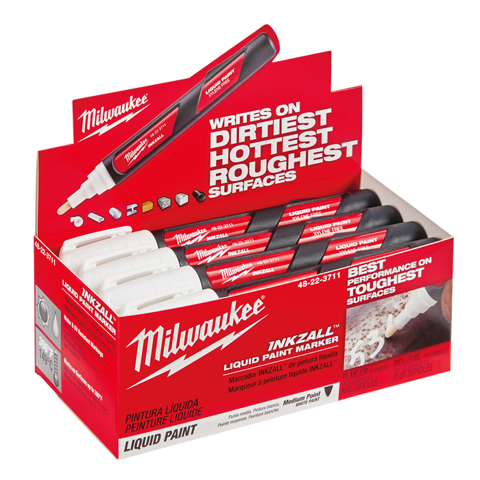 INKZALL™ Liq Paint Marker White Counter Display Box