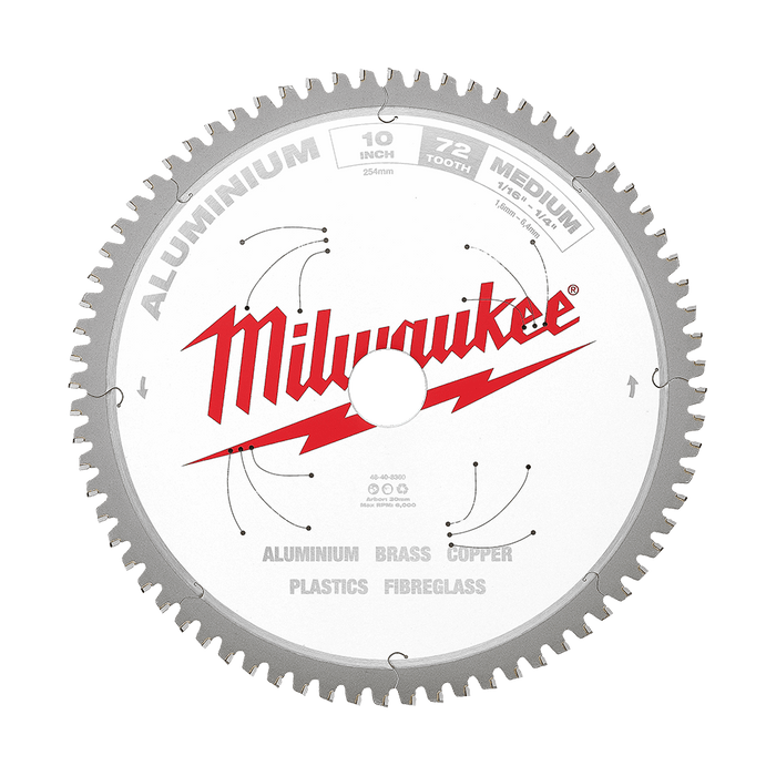 Metal saw blade 254mm (10") 72T Aluminium Circ Saw Blade