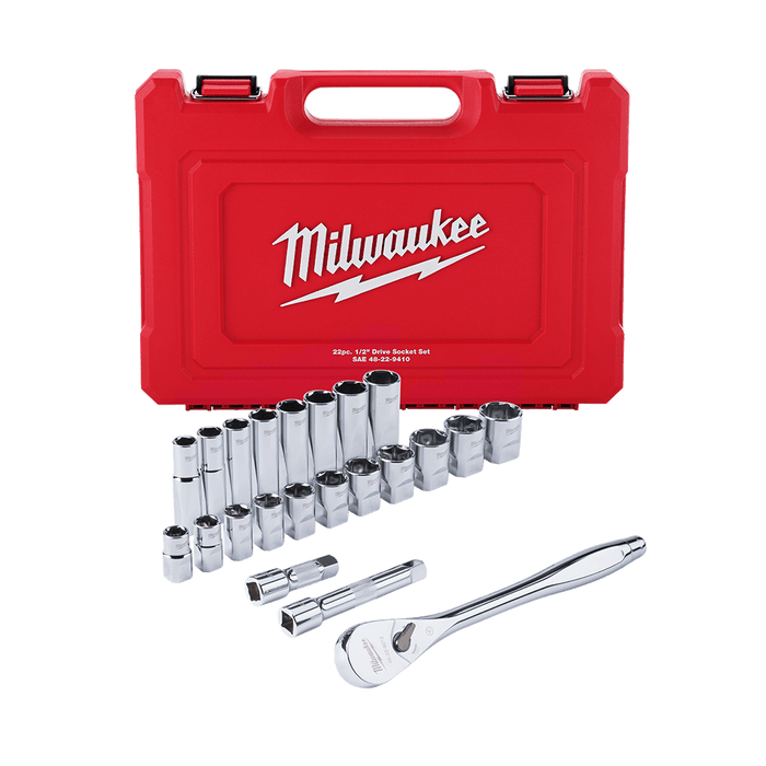 1/2" Drive 22pc Ratchet & Socket Set SAE