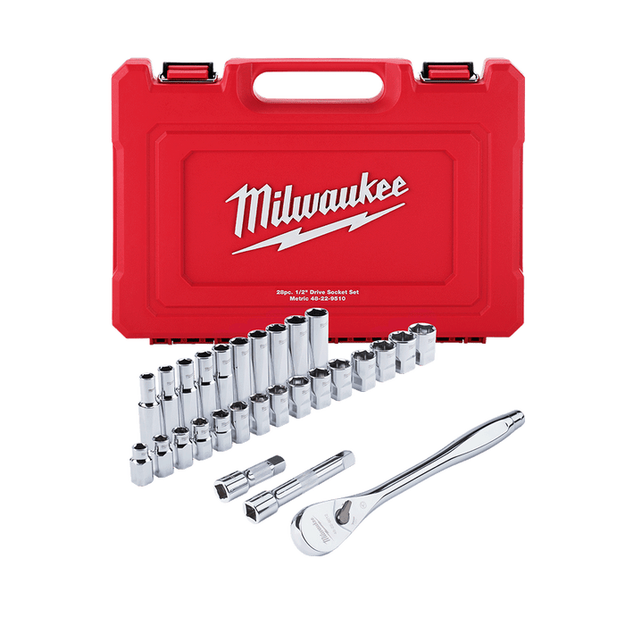 1/2" Drive 28pc Ratchet & Socket Set Metric