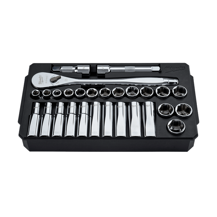 1/2" Drive 28pc Ratchet & Socket Set Metric