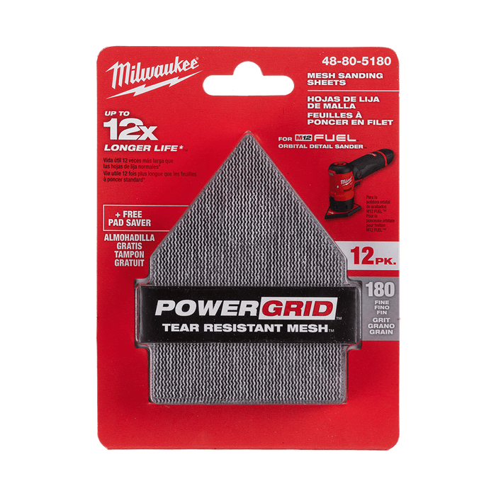 220 Grit Hook And Look Net Sandpaper 12Pk (ONLY compatible with M12 FUEL Orbital Sander M12FDSS0)