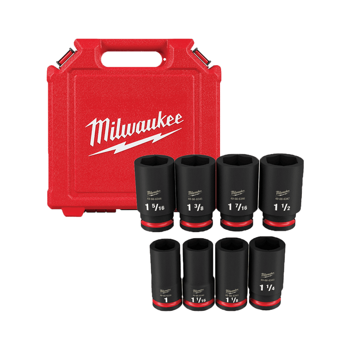 SHOCKWAVE™ 3/4" Drive 8PC SAE Deep 6 Point Impact Socket Set