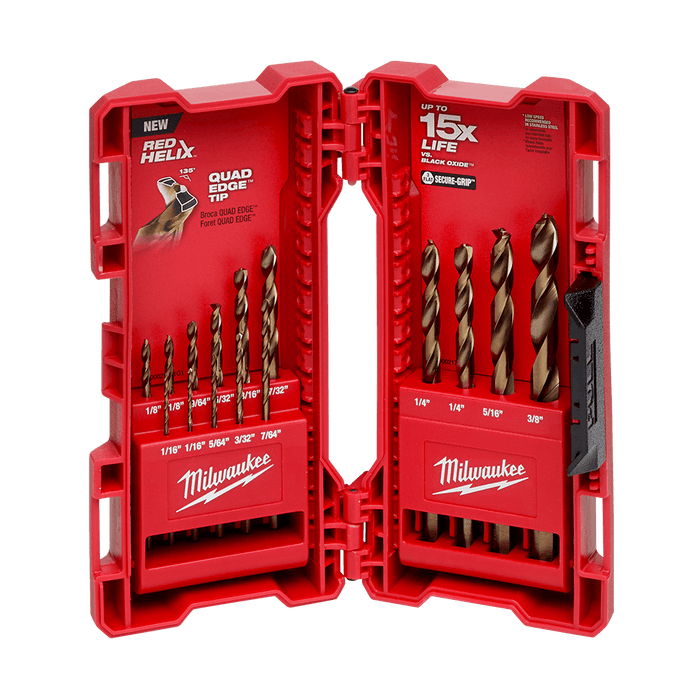 Red Helix Cobalt SAE Drill Bit 15Pc Kit