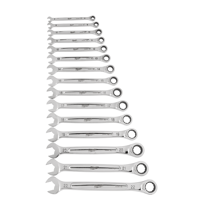 15pc Ratcheting Combination Wrench Set – Metric