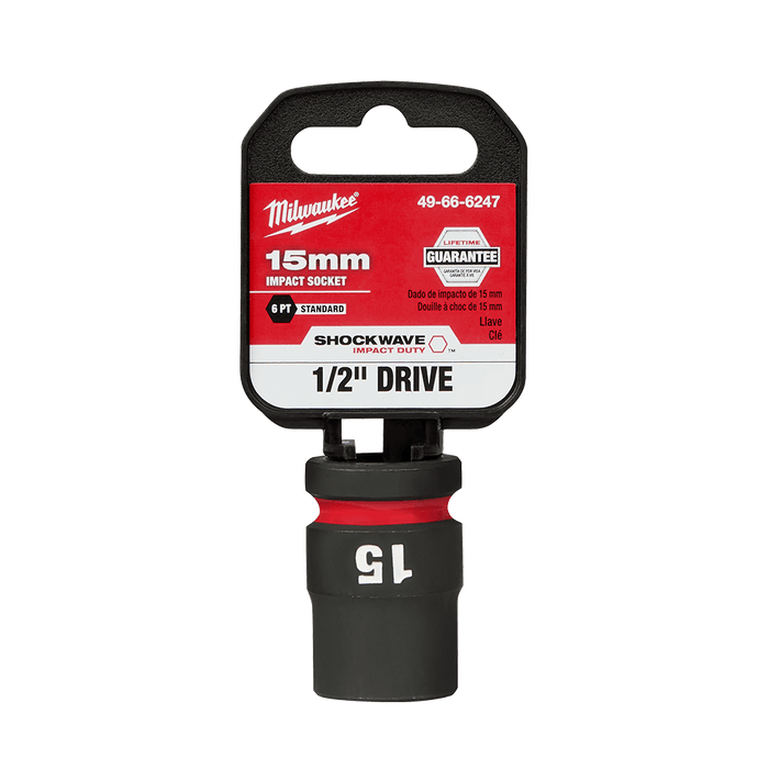 SHOCKWAVE™ 1/2" Drive 15mm Standard 6 Point Impact Socket