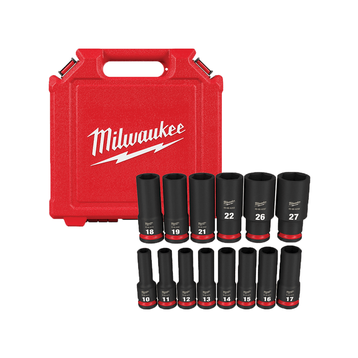 SHOCKWAVE™ 1/2" Drive 14PC Metric Deep 6 Point Impact Socket Set