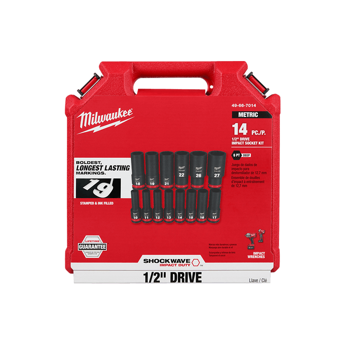 SHOCKWAVE™ 1/2" Drive 14PC Metric Deep 6 Point Impact Socket Set