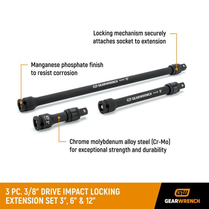 SET EXT IMP LOCKING 3/8DR 3PC