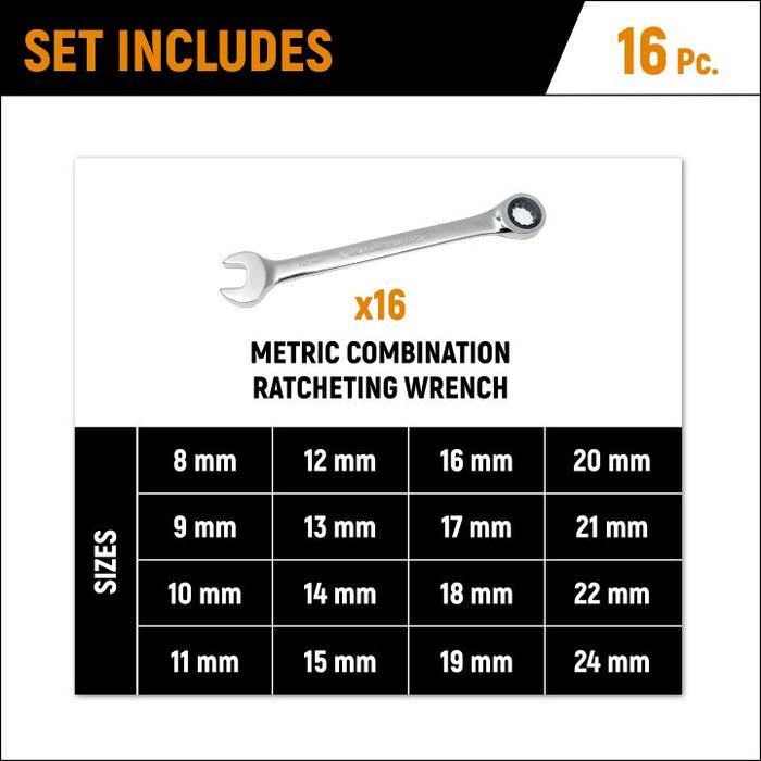 SET WR RAT COMB SAE 13PC TRAY