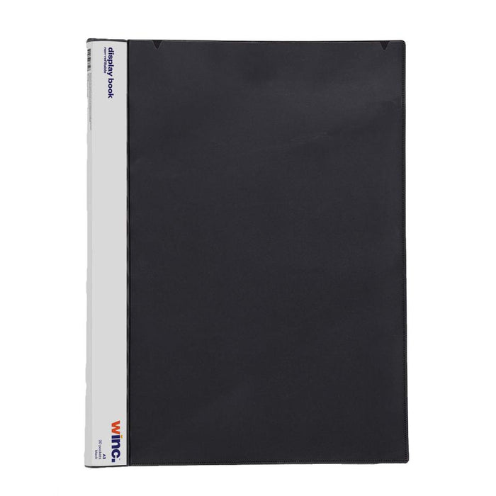 Winc Display Book A3 Non-Refillable 20 Pocket Insert Cover/Black