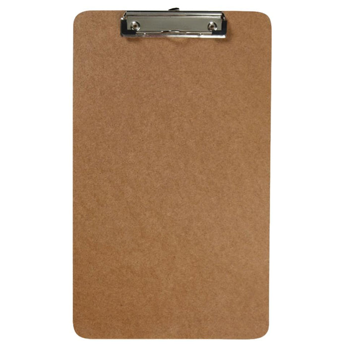 Winc Clipboard Foolscap Masonite Small Flat Metal Clip Brown