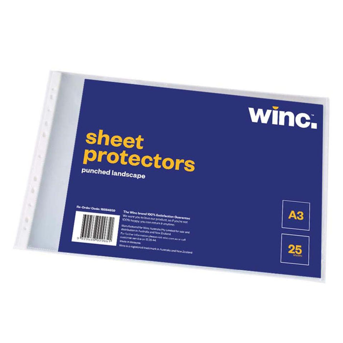 Winc Sheet Protector A3 Landscape Heavyweight Clear Pack 25