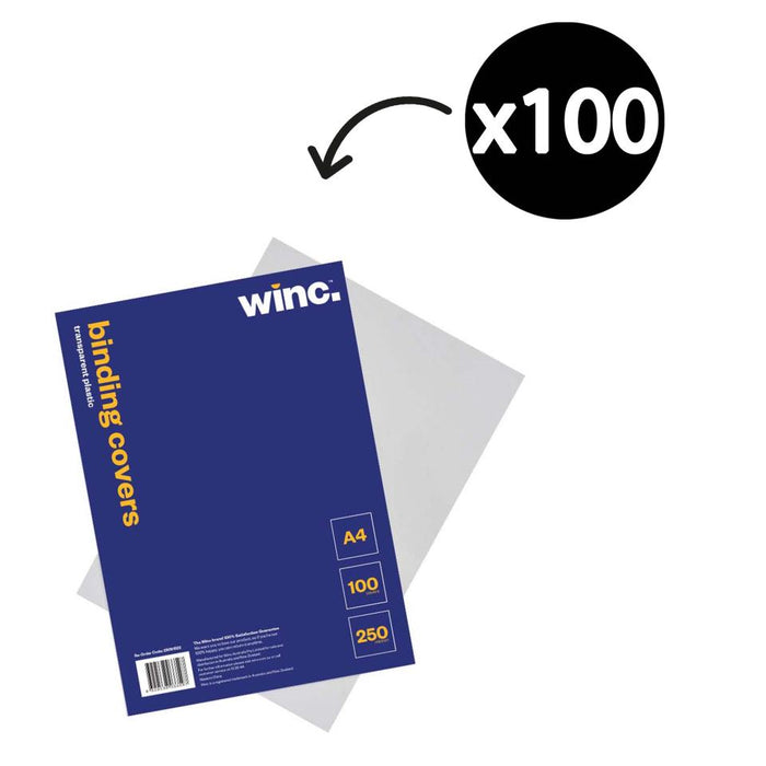 Winc Transparent A4 Binding Cover 250 Micron Pack 100