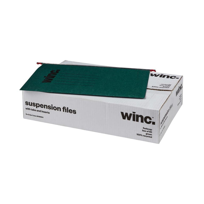 Winc Suspension File Recycled Foolscap Complete Green Box 50