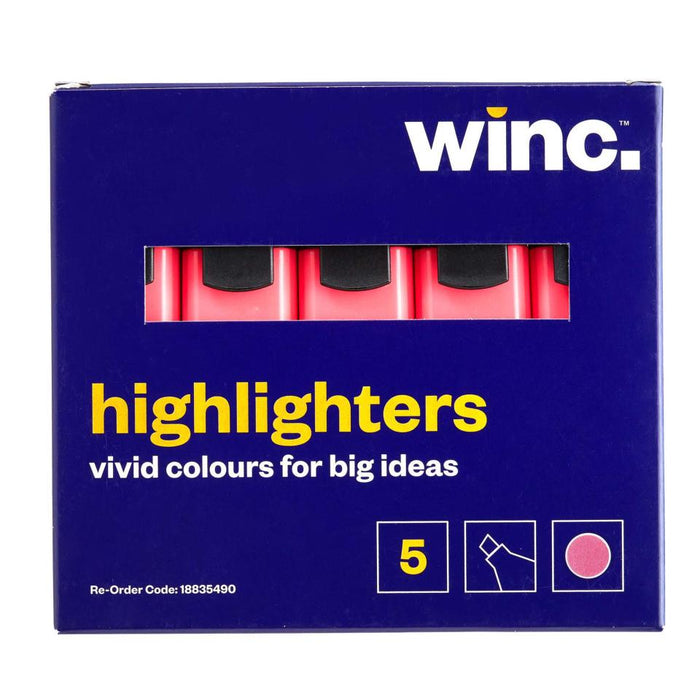 Winc Highlighter Chisel Tip 2.0-5.0mm Pink Box 5