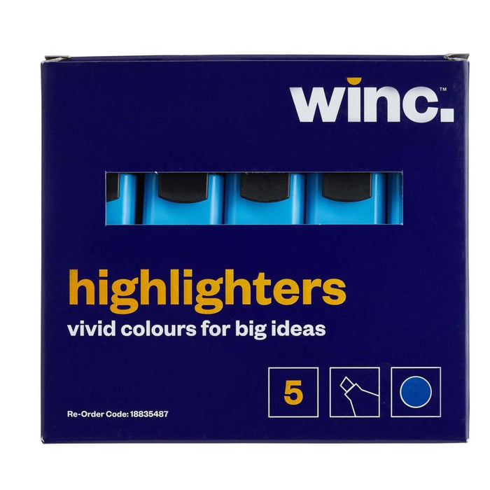 Winc Highlighter Chisel Tip 2.0-5.0mm Blue Box 5