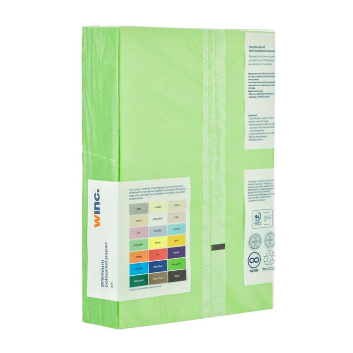 Winc Premium Coloured Copy Paper A4 80gsm Lime Green Ream 500