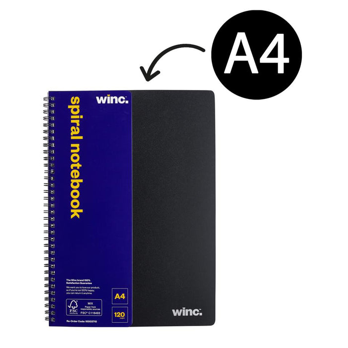 Winc Spiral Notebook Polypropylene Cover A4 120 Page Black