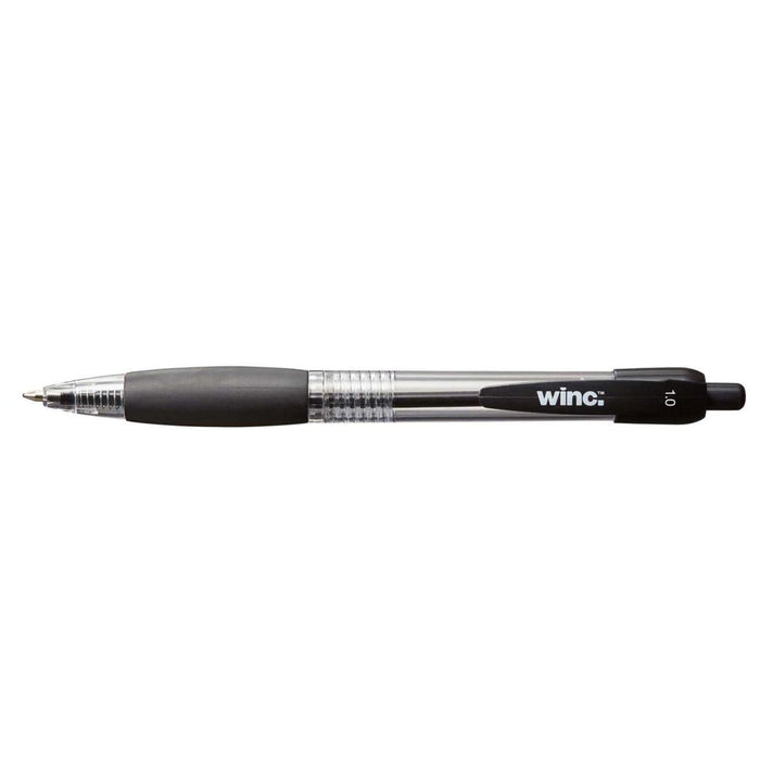 Winc Retractable Ballpoint Pen Medium 1.0mm Black Box 12