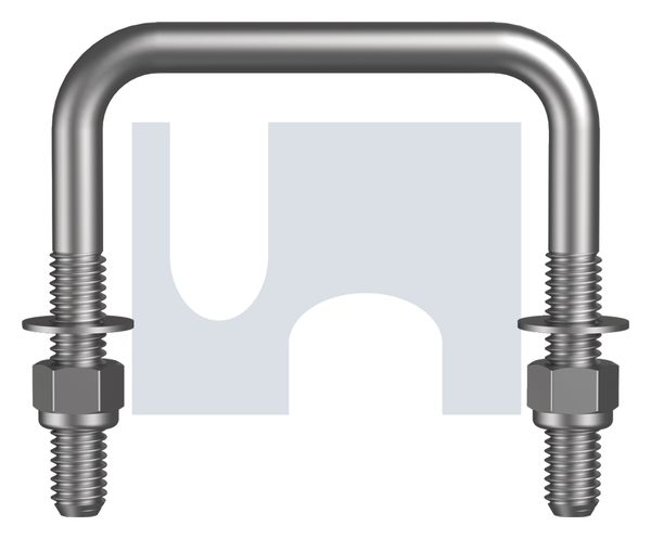 BSW U BOLT SQUARE KIT NYLOC / HOT DIP GALVANISED HEC / MILD STEEL / Gr2 1/2 BSW 40x100 - Pack of 25