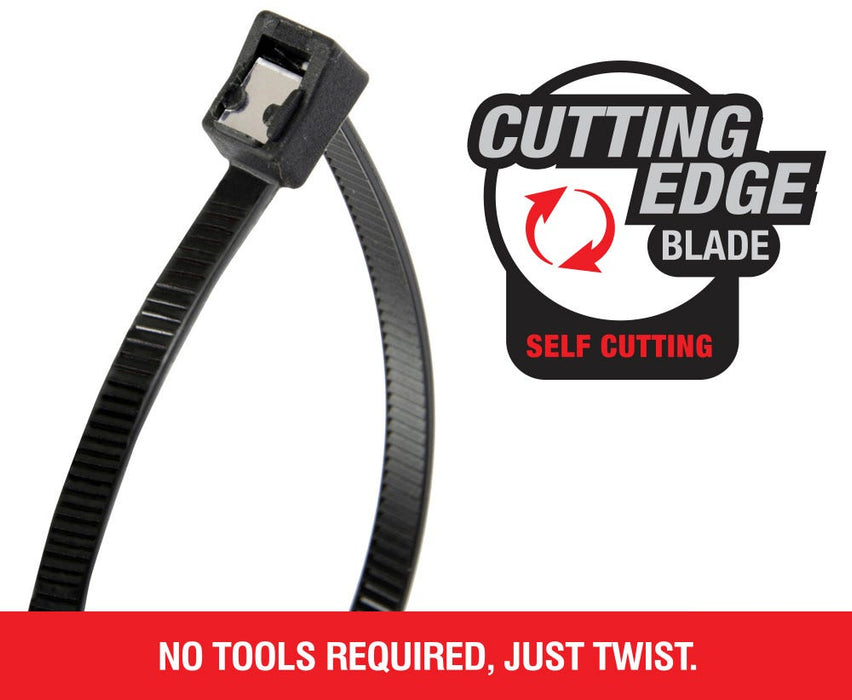 CABLE TIE 280 X 4.3MM SELF CUTTING BLK 50PK