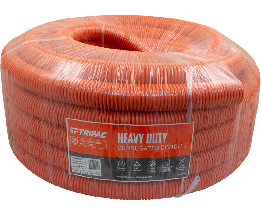 CORRUGATED CONDUIT ORANGE 40MM X 25M ROLL