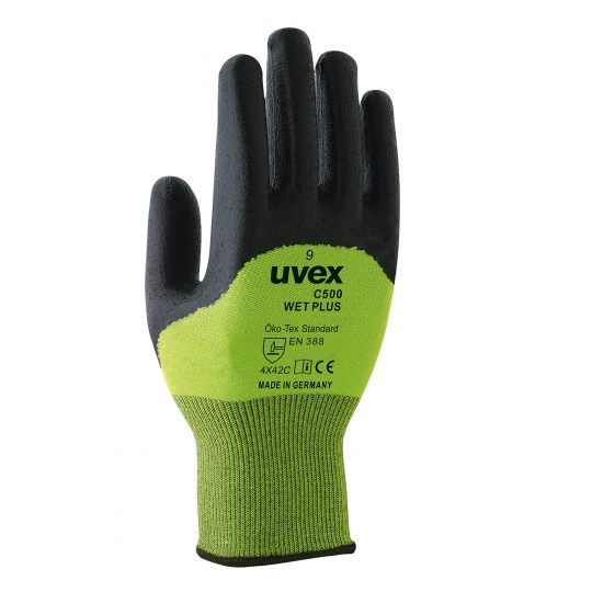 Uvex C500 HPE palm coated Lime/Anthracite Wet Plus