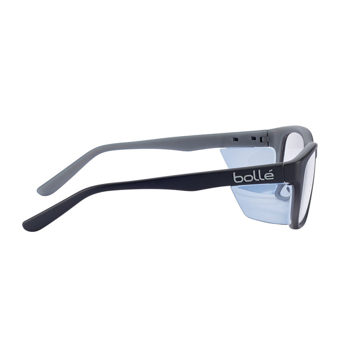 KICK Black/Grey Frame with Side Shield and Clear "Blue Light Protective" PC Lens