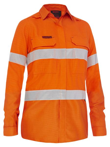 Apex 160 Women's Taped Hi Vis FR Ripstop Vented Shirt Orange