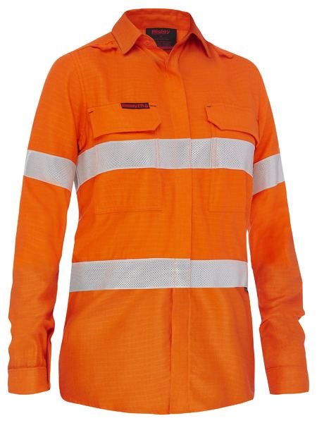 Apex 185 Women's Taped Hi Vis Ripstop FR Vented Shirt Orange