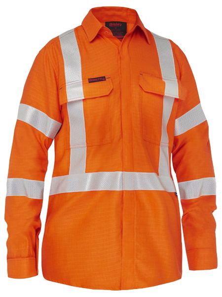 Apex 185 Women's X Taped Biomotion Hi Vis FR Ripstop Vented Shirt Orange