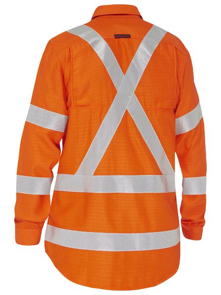 Apex 185 Women's X Taped Biomotion Hi Vis FR Ripstop Vented Shirt Orange