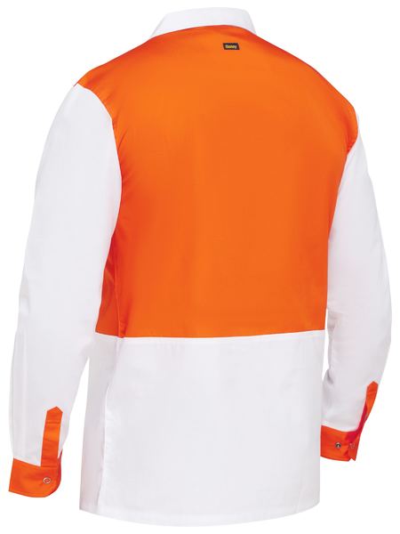 Two Tone Hi Vis V-Neck Long Sleeve Shirt Orange/White