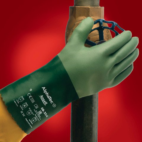 AlphaTec® 08-354 Cotton liner with Neoprene Rough Finish Glove Green