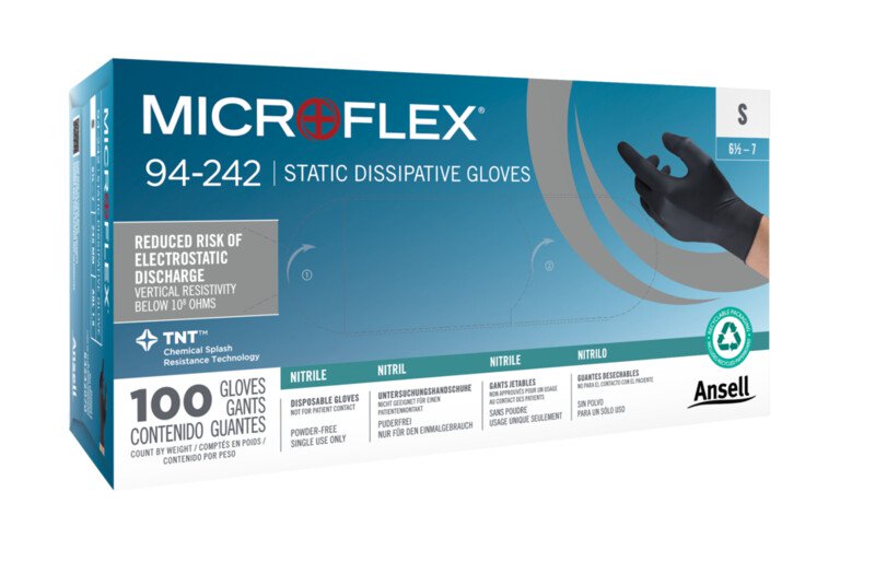 MicroFlex® 94-242 Nitrile Anti-Static & ESD Glove Violet (100 Piece ...