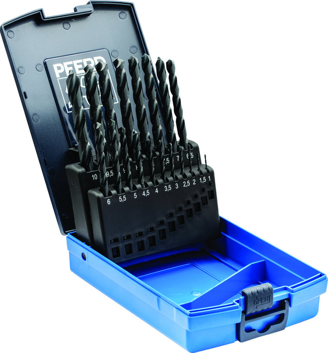 19pc Drill Bit Set HSSG STEEL Sizes 1.0mm - 10.0mm